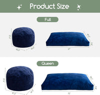 Giant Convertible Bean Bag Chair Large Size With Memory Foam Filler, Folds From Chair To Mattres