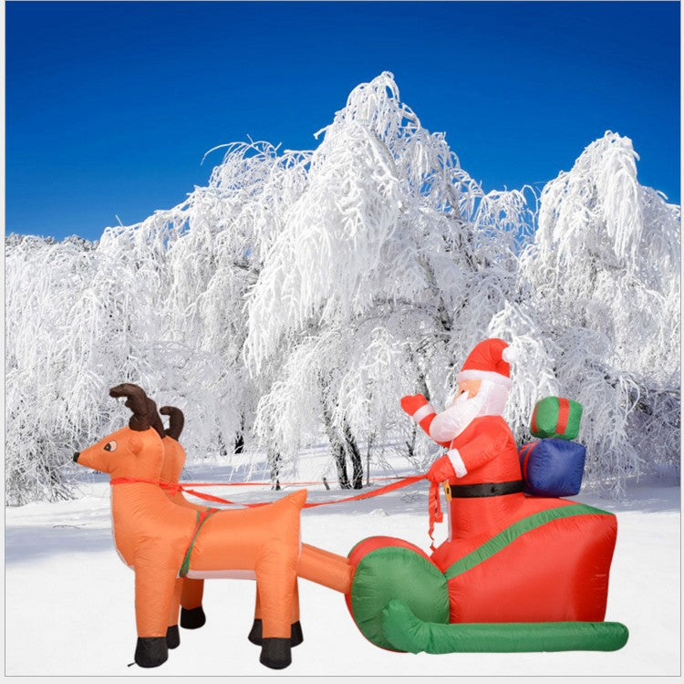 Christmas Inflatable Santa Claus Deer Cart Decorations