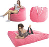 Giant Convertible Bean Bag Chair Extra Large Size With Memory Foam Filler, Folds From Chair To Mattress