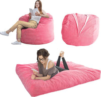 Giant Convertible Bean Bag Chair Extra Large Size With Memory Foam Filler, Folds From Chair To Mattress