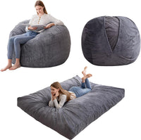 Giant Convertible Bean Bag Chair Large Size With Memory Foam Filler, Folds From Chair To Mattres