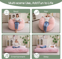 Giant Convertible Bean Bag Chair Large Size With Memory Foam Filler, Folds From Chair To Mattres