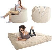 Giant Convertible Bean Bag Chair Extra Large Size With Memory Foam Filler, Folds From Chair To Mattress
