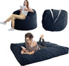 Giant Convertible Bean Bag Chair Extra Large Size With Memory Foam Filler, Folds From Chair To Mattress