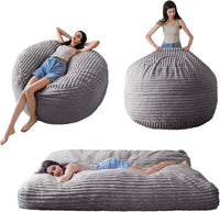 Giant Bean Bag Chair Bed for Adults, Convertible Beanbag Folds from Lazy Chair to Floor Mattress Bed