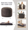 Giant Convertible Bean Bag Chair 6ft Size With Memory Foam Filler, Folds From Chair To Mattress- Light Black