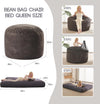Giant Convertible Bean Bag Chair 6ft Size With Memory Foam Filler, Folds From Chair To Mattress- Light Black