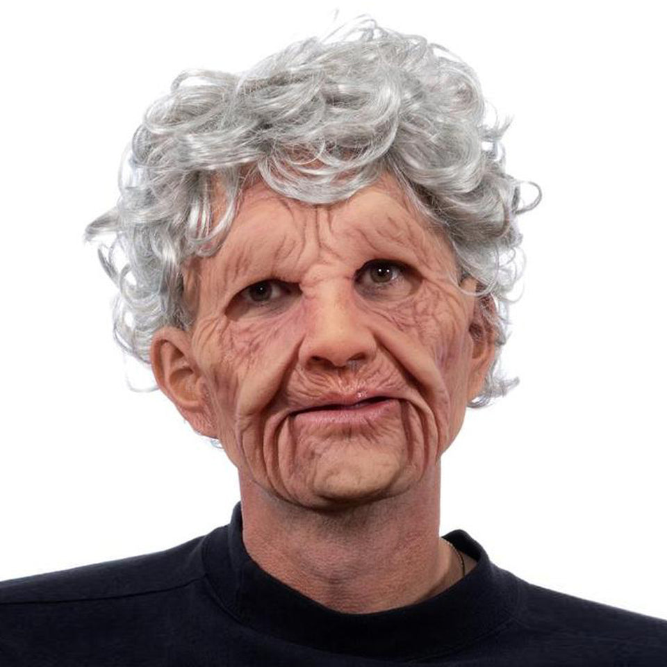 Old man mask white hair white beard headgear halloween - BRANDNMART