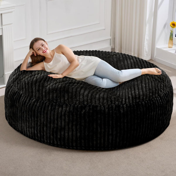 Giant Bean Bag Chair 7 Feet Liner Pattern With Filler - Black