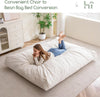 Giant Convertible Bean Bag Chair Large Size With Memory Foam Filler, Folds From Chair To Mattres