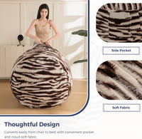 Giant Bean Bag Chair Bed for Adults, Convertible Beanbag Folds from Lazy Chair to Floor Mattress Bed