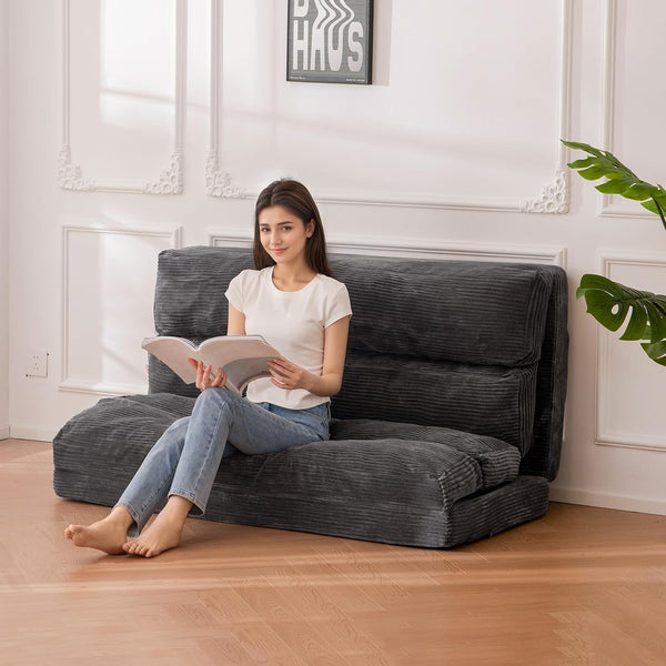 Giant Bean Bag Chair & Bed – Foldable Bean Bag Couch for Adults with Removable Faux Fur Cover