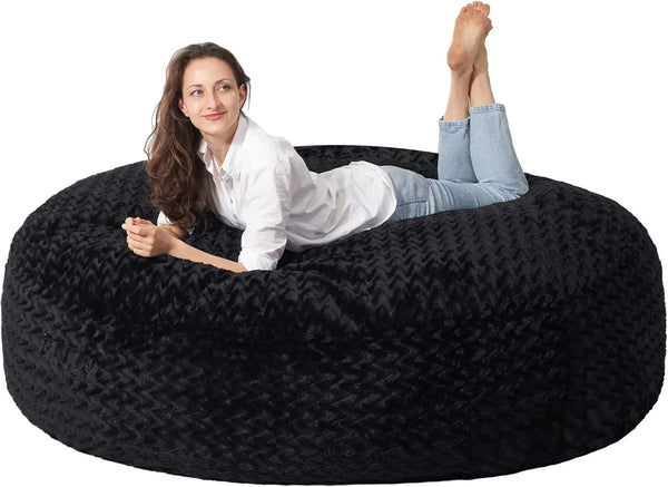 Giant Bean Bag Chair 7 Feet With Memory Foam Filler - Black