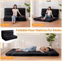 Giant Bean Bag Chair & Bed – Foldable Bean Bag Couch for Adults with Removable Faux Fur Cover