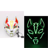 Glowing Cat Face Mask For Women Demon Slayer Cold Light Fox Mask Masquerade Cosplay Props Bar Haunted House Christmas Decor - BRANDNMART