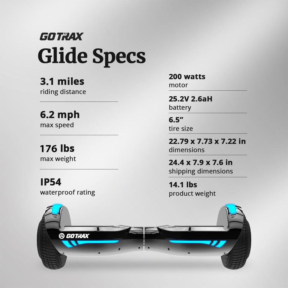 Gotrax Glide Bluetooth LED Hoverboard 6.5" 6.2Mph丨3.1Miles Range