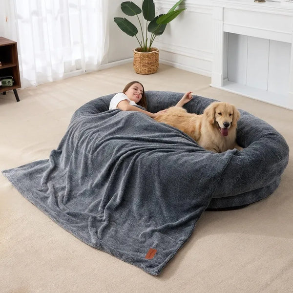 6ft Large Human Dog Bean Bag Bed With Blanket