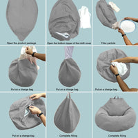 4ft Large Linen Bean Bag Chair (Fillers are Included)