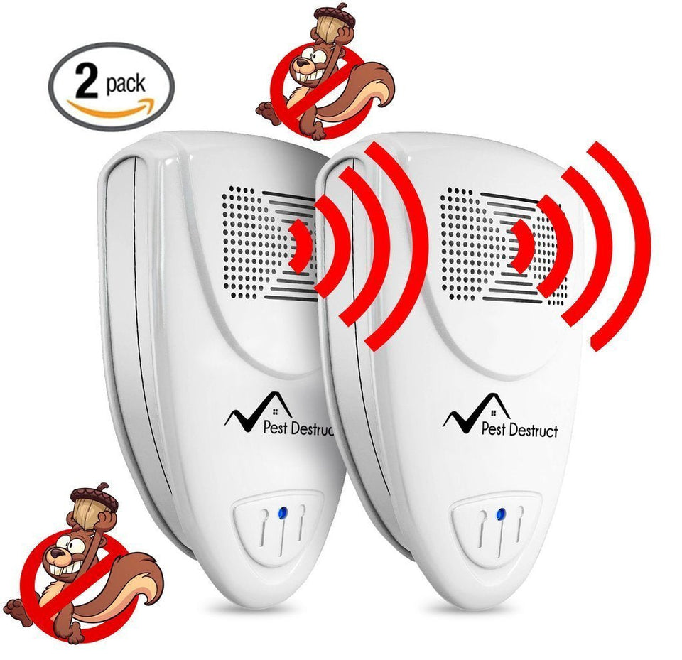 Ultrasonic Squirrel Repeller (2Pack) - Quickly Eliminate Squirrels in 24 Hours - Pest Destruct™ - BRANDNMART