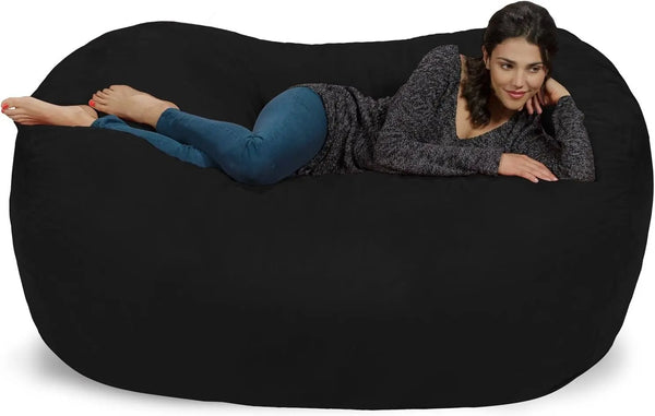 Huge Bean Bag Sofa 5 Feet With Memory Foam Filler - Black