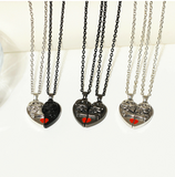 Heart-shaped Magnetic Stitching Love Skull Couple Necklace - BRANDNMART