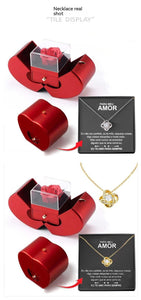 Fashion Jewelry Clover Necklace For Women Rose Flower Jewelry Box - BRANDNMART
