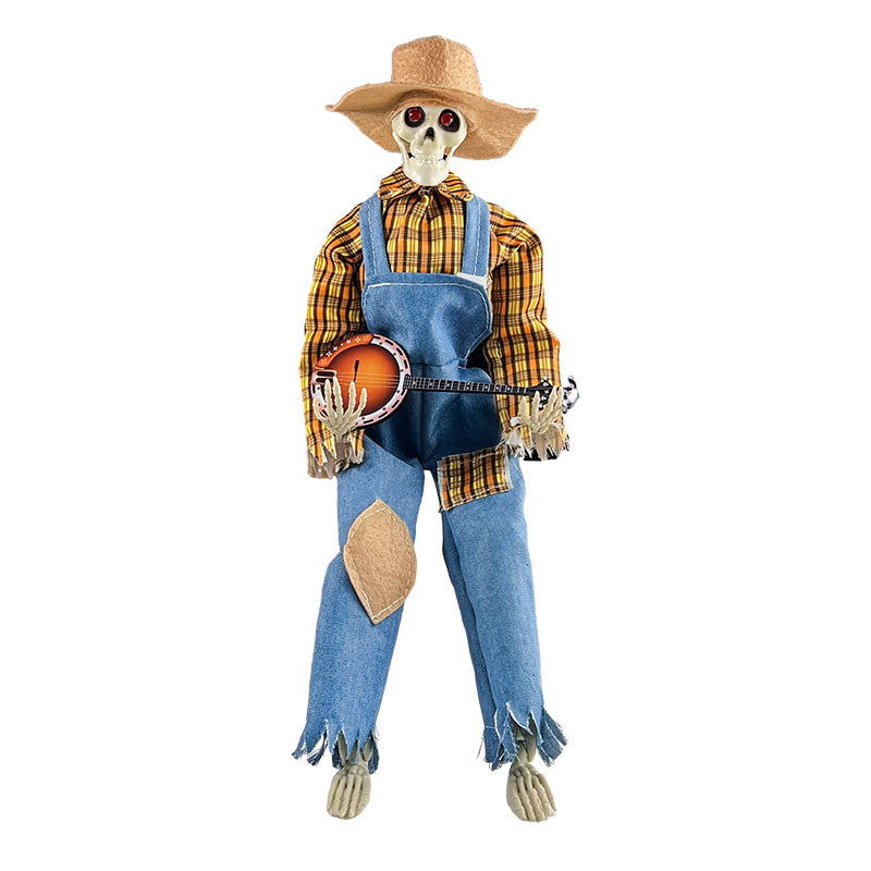 Halloween Luminous Skull Skeleton Decoration Guitarist With Light Up Eye
