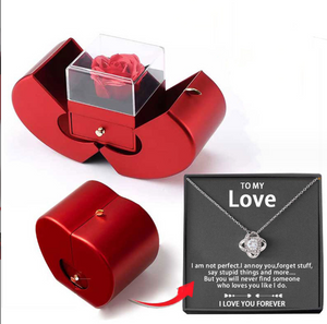 Fashion Jewelry Clover Necklace For Women Rose Flower Jewelry Box - BRANDNMART