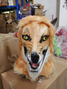 Werewolf Costume Party Mask Halloween Simulation Animal Rotate Headwear Costume Wolf Face Masks Cosplay - BRANDNMART