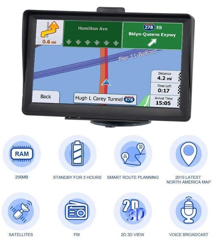 7 Inch Car & Truck GPS Navigation System - USA Canada Mexico Maps