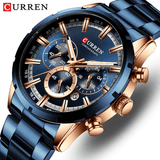 Curran Luxury Sports Quartz Men's Watch - Full Steel Waterproof Chronograph Wristwatch - BRANDNMART