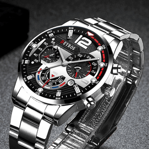 Deyros Luxury Quartz Men's Wristwatch - Full Steel Calendar Luminous Clock Watch - BRANDNMART