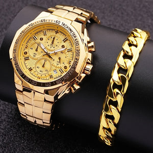 Wwoor Luxury Sports Relogio Masculino Men's Watch - Full Steel Waterproof Chronograph Quartz Wristwatch - BRANDNMART