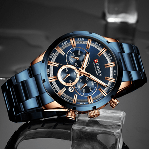 Curran Luxury Sports Quartz Men's Watch - Full Steel Waterproof Chronograph Wristwatch - BRANDNMART