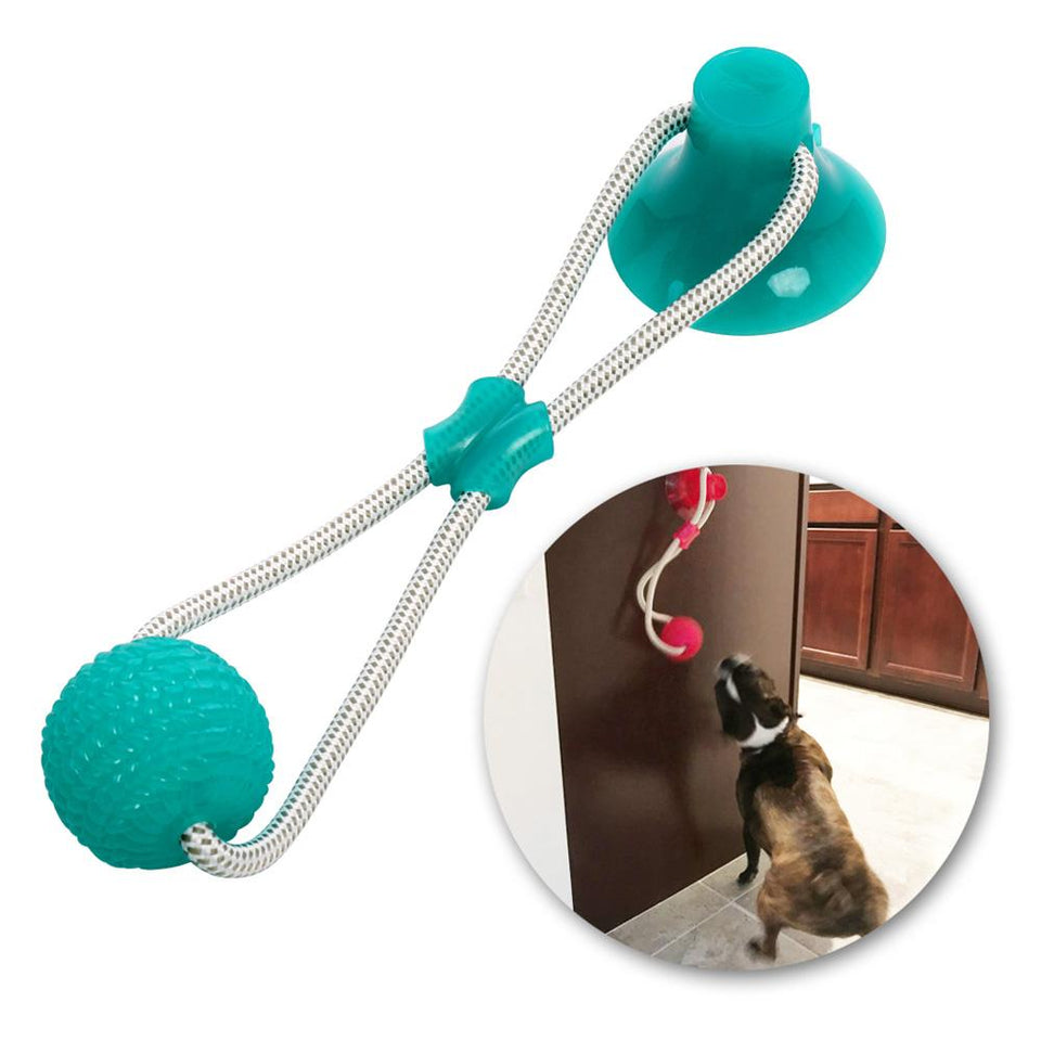 Multifunction Pet Molar Bite Dog Toys Rubber Chew Ball Cleaning Teeth Safe Elasticity TPR Soft Puppy Suction Cup Biting Dog Toy - ObeyKart
