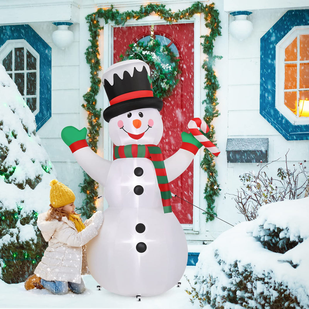 Brandnmart 6FT Christmas Inflatables Snowman Outdoor Yard Decorations with Candy Cane - BRANDNMART