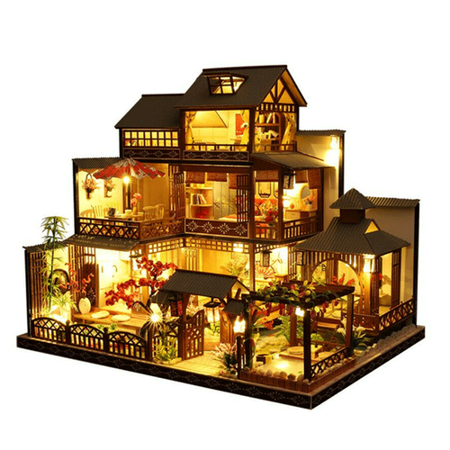 Large Realistic Wooden Doll House With LED Lights – BRANDNMART