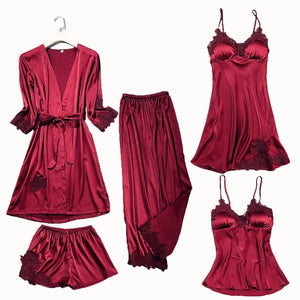 4 Pieces Gown Set  Women Sleepwear Summer Sleepdress - BRANDNMART