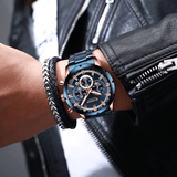 Curran Luxury Sports Quartz Men's Watch - Full Steel Waterproof Chronograph Wristwatch - BRANDNMART