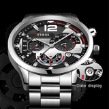 Deyros Luxury Quartz Men's Wristwatch - Full Steel Calendar Luminous Clock Watch - BRANDNMART