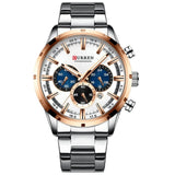 Curran Luxury Sports Quartz Men's Watch - Full Steel Waterproof Chronograph Wristwatch - BRANDNMART