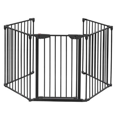 Foldable 25/74/120/188 inch Wide Baby Safety Gate Pet Fence Fireplace Metal Barrier Black/White - BRANDNMART