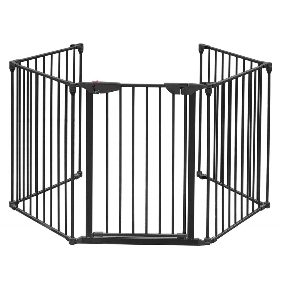Foldable 25/74/120/188 inch Wide Baby Safety Gate Pet Fence Fireplace Metal Barrier Black/White - BRANDNMART