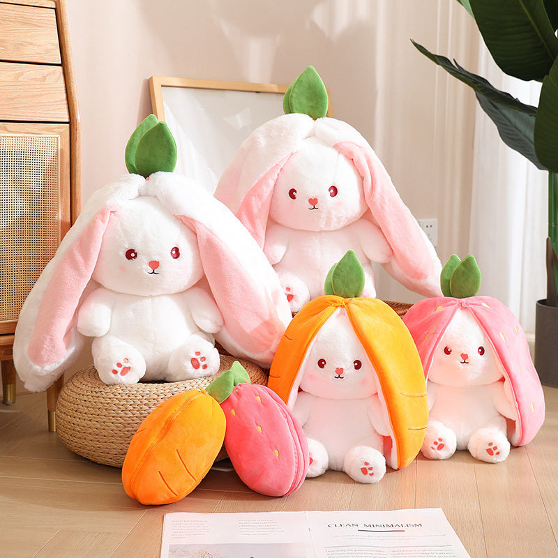 Brandnmart Strawberry Carrot Ears Zipper Bunny Plushie