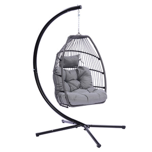 Outdoor Patio Wicker Folding Hanging Chair - BRANDNMART