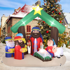 6.5ft Christmas Decorations Outdoor Inflatables Nativity Scene with Blower - BRANDNMART