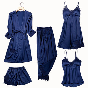 4 Pieces Gown Set  Women Sleepwear Summer Sleepdress - BRANDNMART