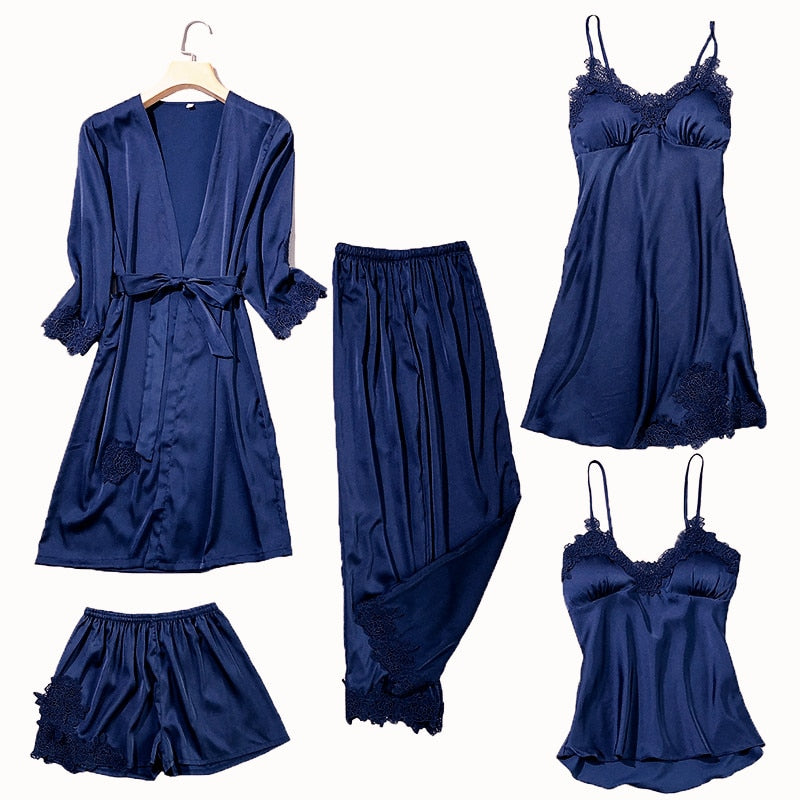 4 Pieces Gown Set  Women Sleepwear Summer Sleepdress - BRANDNMART