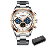Curran Luxury Sports Quartz Men's Watch - Full Steel Waterproof Chronograph Wristwatch - BRANDNMART