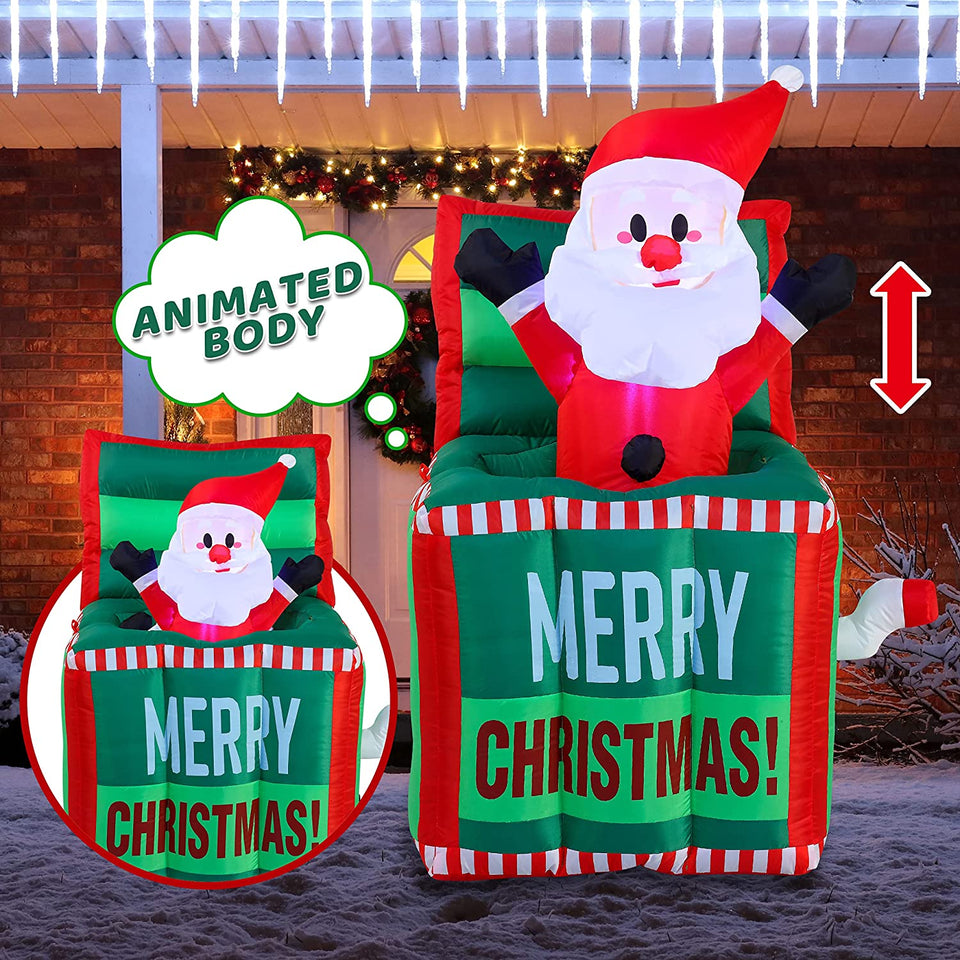 4 FT Tall Inflatable Santa-in-The-Box